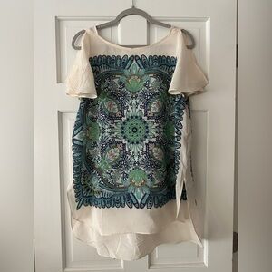 Maeve Anthropologie 100% Silk Ludovica Paisley Split Sleeve Hi-Lo Tunic Shirt